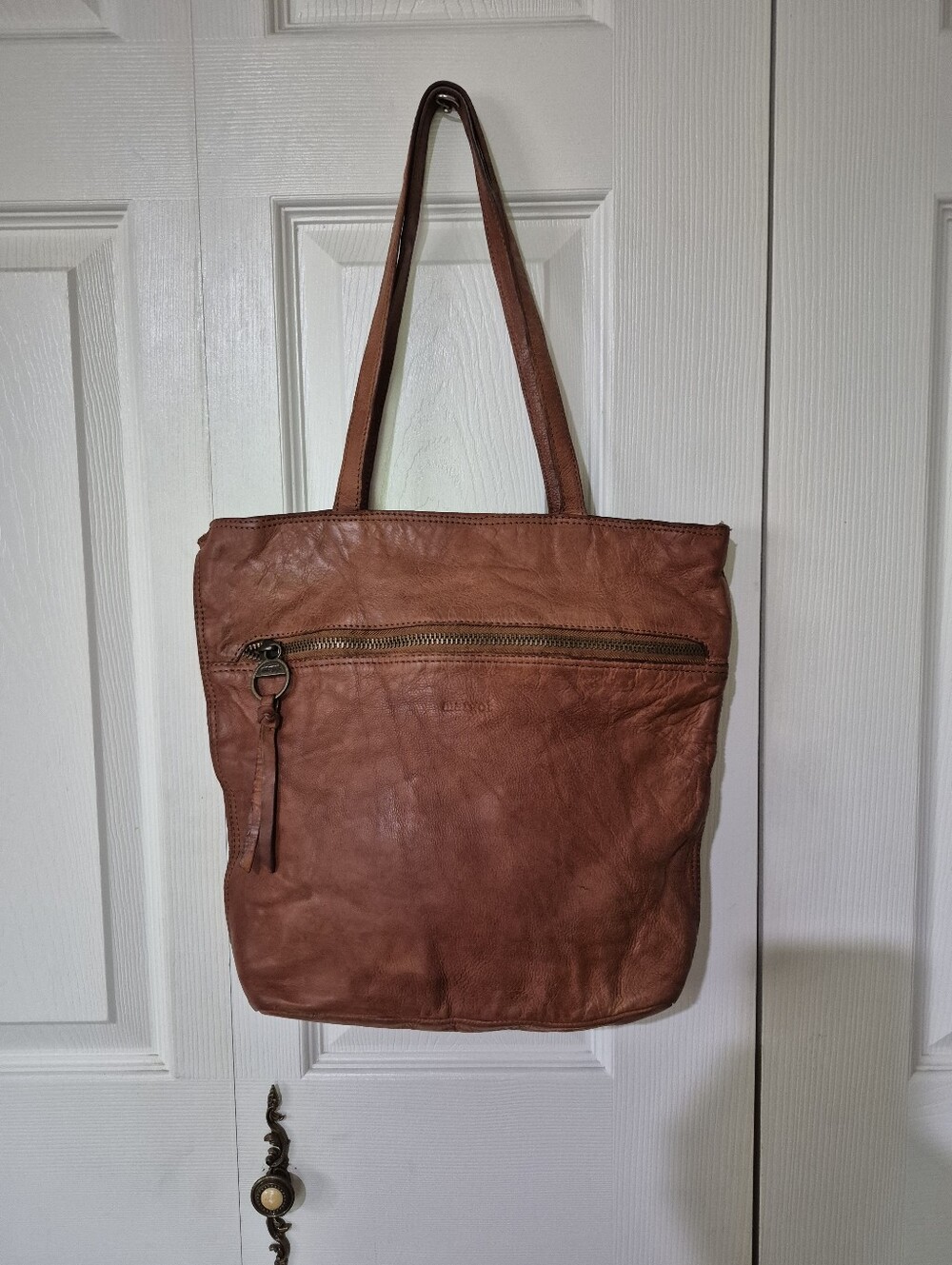 Margot new york Courtney tote brown leather with antique brass hardware